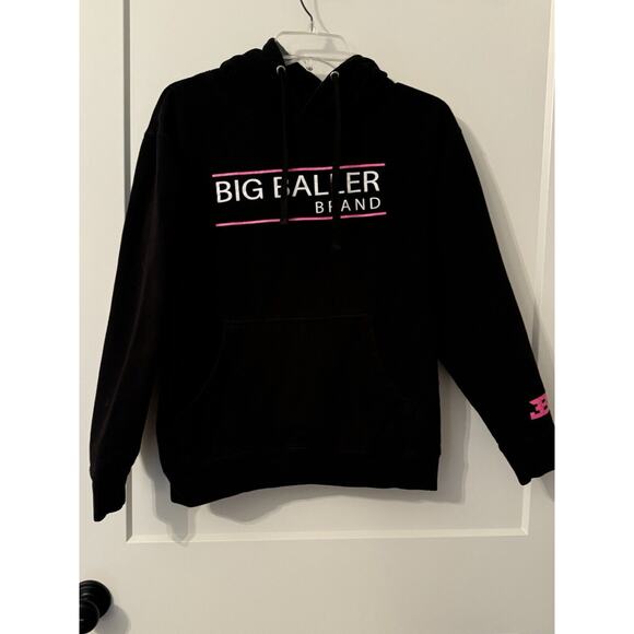 Big Baller Brand Hoodie Sweatshirt Black With Pink Letters Sz S Preowned - Picture 1 of 7